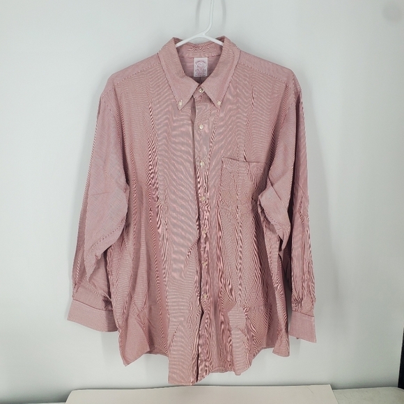 Brooks Brothers Makers Striped Button Down Dress Shirt Long Sleeve Size 17.5 - Picture 10 of 10
